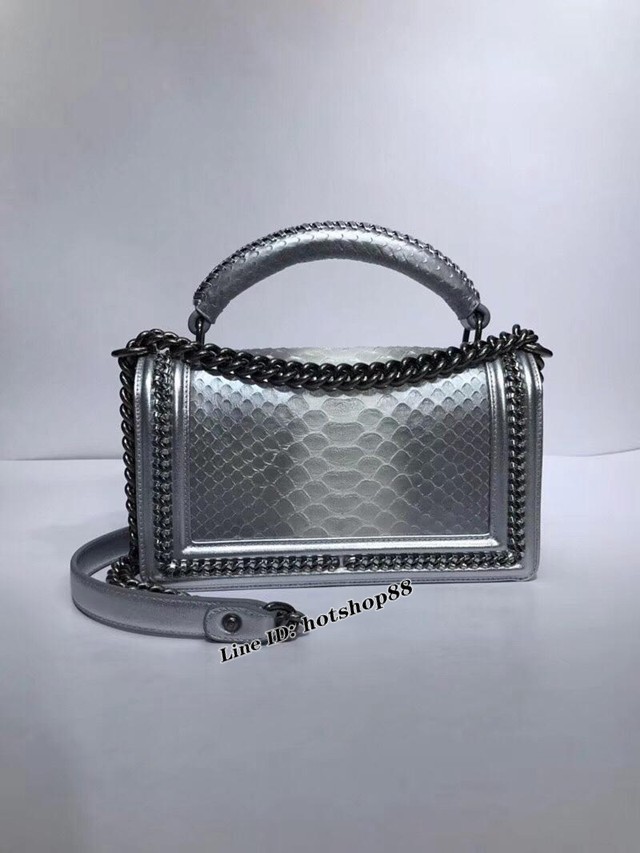 CHANEL女包 94804#67086 最新款 重金屬手柄包 非洲進口野生蟒蛇皮 香奈兒手拎包 chanel單肩包 chanel斜挎女包 djc1621